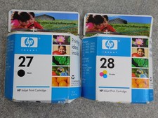 Vintage HP 27 28 Inkjet Print Cartridge Set Black Tri-Color Deskjet Fax 1240 NOS picture