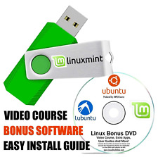 Linux Mint 21 Vanessa 64-bit Linux Live Install 16 GB USB And Bonus DVD PC Mac picture