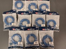 BAG OF 10 Weltron 10' Blue CAT6 RJ45 Snagless Patch Cables # 90-C6CB-BL-010 picture