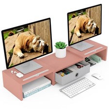 WESTREE Dual 3 Shelf Computer Riser with Drawer, Adjustable Length and Angle,... picture