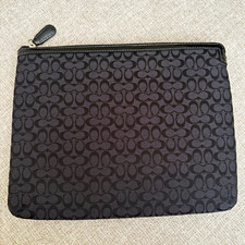 Coach Signature Black/Gray Canvas Zip Tablet Sleeve Pouch 10in picture