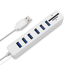 ABS USB 2.0 Hub 6 Port Builtin 100cm Cable for Easy Multi Device Connection picture