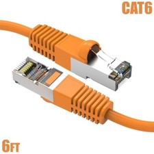 6FT Cat6 RJ45 Network Ethernet Router SSTP Shielded Patch Cable 26AWG Orange picture
