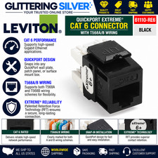 Leviton 61110-RE6 QuickPort Extreme Cat6 RJ45 Connector T568A/B Black picture