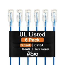UL Listed Ultra-Slim Cat6a 3ft Ethernet Cable, 30AWG 100% Pure Copper, 10Gbps... picture