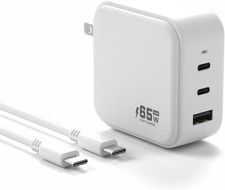 65W USB C Charger Block PD Ports GaN Charger Foldable Compact  2 USB-C & USB-A picture