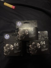 3 Pack Genuine HP 64 Black Ink Cartridges OEM Original New Sealed - May/Apr 2028 picture