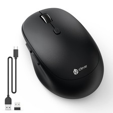 iClever Wireless Mouse Dual Mode Bluetooth Type-C Rechargeable 2.4GHz MD165 Blac picture