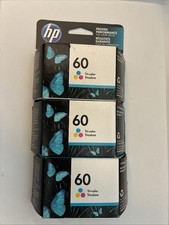 3-Pack Genuine HP 60 Tri-Color Ink Cartridges New Sealed Warranty 2023 picture