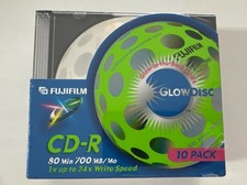 RARE (10) Vintage Fujifilm GlowDisc GLOW IN THE DARK CD-R 700MB (10)-NEW Sealed picture