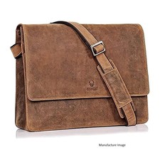 Donbolso Leather Messenger Bag Laptop Vintage Brown Genuine Flap Shoulder Strap picture