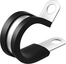 100PCS Rubber Coated 1/2 Inch Cable Clamps, 304 Stainless Steel, Black & Silver picture