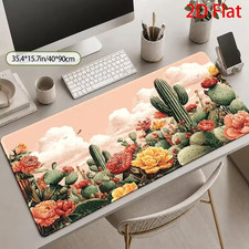 Floral Desk Mat Computer Flowers Mat Large Keyboard Mouse Pad Stitched Edges Gir picture