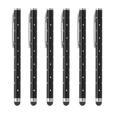 6Pcs Bling Crystal Stylus Pens for Touch Screens Black picture