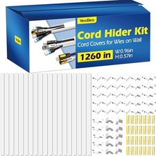 Cord Hider Kit, 80 Pieces, White Cable Raceway for Wall Wires picture