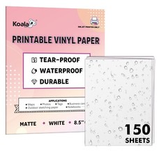 Koala Waterproof Printable Vinyl Printer Paper 8.5x11 Matte White Inkjet 150Pk picture
