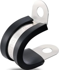 100PCS 1/2 Inch 304 Stainless Steel Cable Clamps Rubber Coated Insulated picture