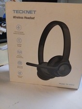 TECKNET Wireless Headset Black Double Ear-Pad Boom Mic Noise Cancellation picture