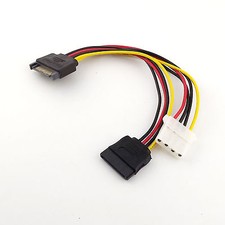 10x 15 Pin SATA to 4 Pin IDE Female+15 Pin Female Y Splitter Power Adapter Cable picture