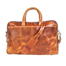 Vintage Genuine Leather Laptop Messenger Bag Briefcase – Handmade – Rustic Brown picture