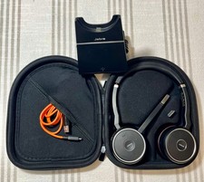 Jabra Evolve 75 HSC040W Wireless Bluetooth Headset Black W/ Case & Charge Stand picture