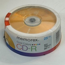 Memorex Cool Colors Sealed CD-R Music 25 CD Pack 40x 700MB 80 Min NEW & SEALED picture