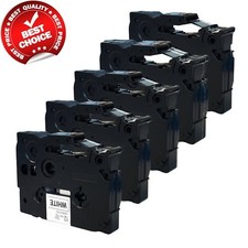 5 pack Black on White Label Tape TZ231 TZe231 12mm (1/2
