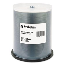 Verbatim 700MB White Inkjet Printable CD-R 52X 100 Pack Discs picture