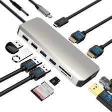 Laptop Docking Station -USB-C - 2xHDMI, DisplayPort, RJ-45, 85W Power, Data Card picture