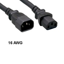 Kentek 3' ft 16 AWG Standard Power Extension Cord IEC-60320 C13 to C14 13A/250V picture
