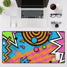 Retro Pop Art Deskmat, Colorful Abstract 80s 90s Memphis Style Gaming Mousepad picture