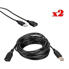 2-Pack - 15FT USB 2.0 Black Extension Cable AM-AF Data Transfer Wire EXT Cord picture