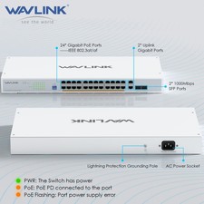 WAVLINK 24PoE /2 SFP/2 Gigabit Port 250W 28-Port Network Gigabit Ethernet Switch picture