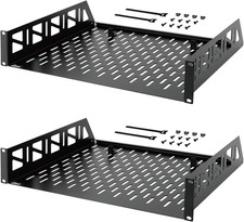 2 Pack 2U Rack Shelf,19 inch Rack Mount Shelf 14 inch Depth,with Anti-Slip Stops picture