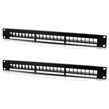 2 Pcs Patch Panel 24Port CAT6/Cat5 RJ45 110 Network Surface Wall Mount Bracket picture