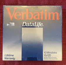 VTG Datalife Verbatim Single Sided/DD/SS MINIDISKS 525-01 10 Minidisks 1984 NOS picture