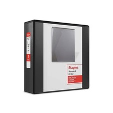 Binder 3 Inch D Ring View Standard Black 600 Sheets Staples Holds picture