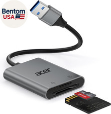 SD Card Reader, USB a 3.0 to Micro Memory Card Reader, Aluminum Dual Slot SD to picture