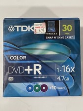 TDK DVD+R 16x 4.7 GB 30 PACK DVD Recordable Sealed NEW picture