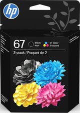 Genuine HP 67 Black and Tri-Color Ink Cartridges 2 Pack Original Exp - 01/28 picture