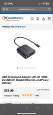 Cable Matters USB-C Multiport Adapter 4K HDMI, USB 3.0, Ethernet, 201048-BLK picture