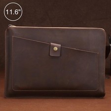 11.6 Inch Genuine Leather Laptop Tablet Zipper Bag picture