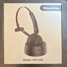Mopchnic KH113M Mono Bluetooth Headset Black Headband Boom Mic Charging Base picture