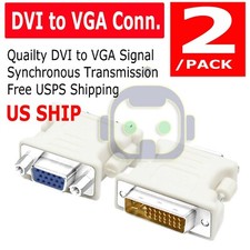 2x DVI-I Male Analog (24+5) to VGA Female (15-pin) Connector Adapter Desktop PCs picture