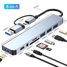 7/8 Port USB-C Hub Adapter - 5G Speed Multi Splitter for PC, Laptop & MacBook US picture