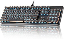 YUNZII QL108 Typewriter Style Mechanical Gaming Keyboard - Black/Gold picture