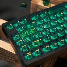 Green Crystal Clear Keycaps Set, 156 Keys Cherry Profile Transparent Keycaps for picture