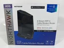 NETGEAR Nighthawk AX6 / AX2700 WiFi 6 Cable  Modem Router (CAX30) & Power Cord picture