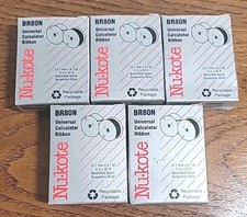 Lot Of 5 NuKote Calculator Ribbons BR80N Universal Black & Red Nylon .5in x 22ft picture