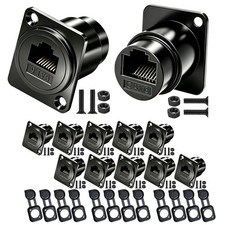 RJ45 CAT6 D‑Panel Mount Ethernet Coupler Female to Female 12 Pack picture